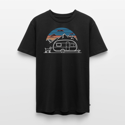 Wohnwagen mit Hund - Herren Camping T-Shirt - Schwarz