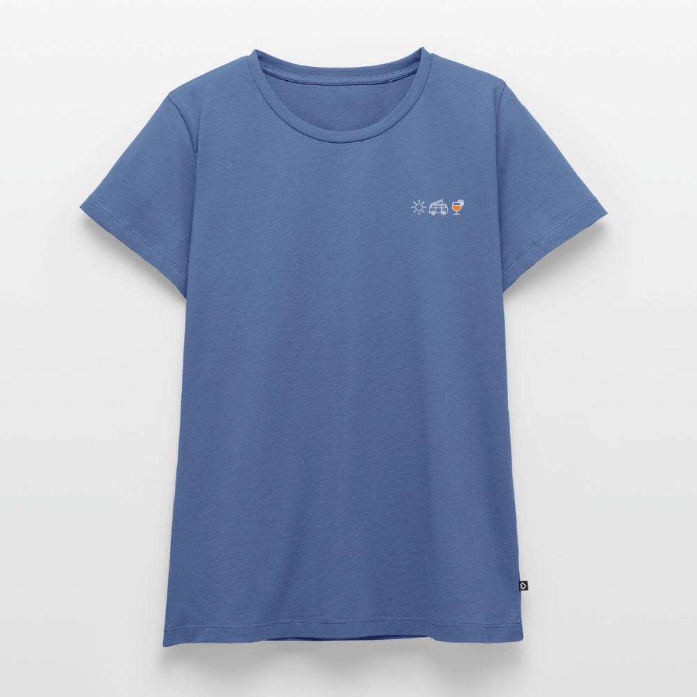 Sonne Bulli Aperol - Damen Camping T-Shirt - Taubenblau