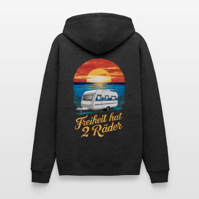 Freiheit hat 2 Räder - Herren Camping Hoodie - Wohnwagen - Anthrazit meliert
