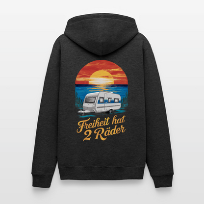 Freiheit hat 2 Räder - Herren Camping Hoodie - Wohnwagen - Anthrazit meliert