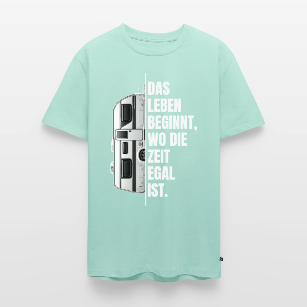 Camping ist Zeitlos - Herren Camping T-Shirt - Wohnwagen - Mint 