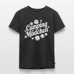 Camping Mädchen - Kinder Camping T-Shirt - Anthrazit meliert