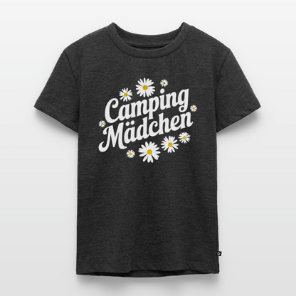 Camping Mädchen - Kinder Camping T-Shirt - Anthrazit meliert