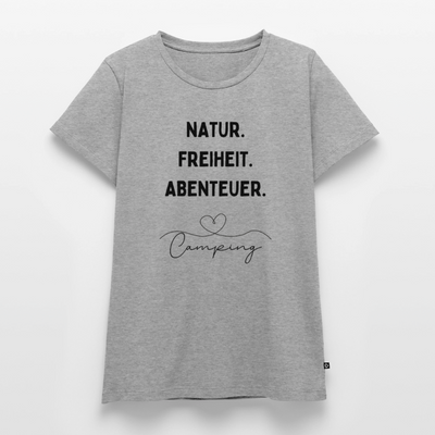 Natur Freiheit Abenteuer - Damen Camping T-Shirt - Grau meliert
