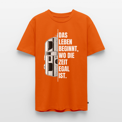 Camping ist Zeitlos - Herren Camping T-Shirt - Wohnwagen - Orange 