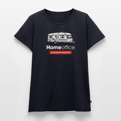 Wohnwagen Homeoffice - Damen Camping T-Shirt - Navy