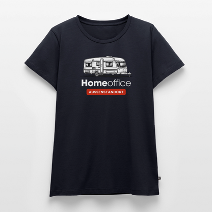 Wohnwagen Homeoffice - Damen Camping T-Shirt - Navy