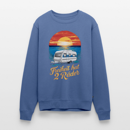 Freiheit hat 2 Räder - Herren Camping Sweatshirt - Wohnwagen - Taubenblau