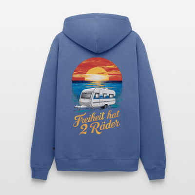 Freiheit hat 2 Räder - Herren Camping Hoodie - Wohnwagen - Taubenblau