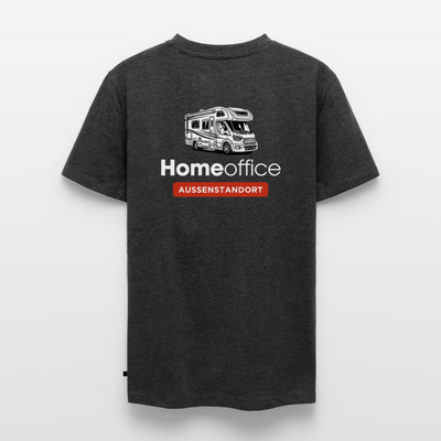 Wohnmobil Homeoffice - Herren Camping T-Shirt - Rückendruck - Anthrazit meliert