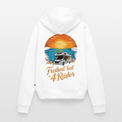 SS - Freiheit hat 4 Räder - Damen Camping Hoodie - Wohnmobil - Weiß
