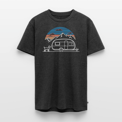 Wohnwagen mit Hund - Herren Camping T-Shirt - Anthrazit meliert