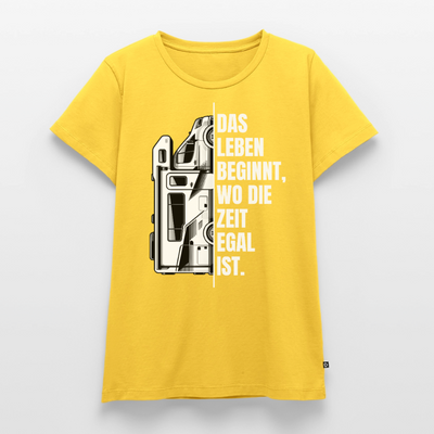 Camping ist Zeitlos - Damen Camping T-Shirt - Wohnmobil - Sonnengelb