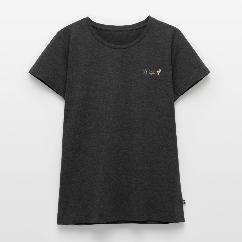 Sonne Wohnwagen Aperol - Damen Camping T-Shirt - Anthrazit meliert