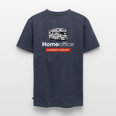 Wohnmobil Homeoffice - Herren Camping T-Shirt - Rückendruck - Jeansblau 