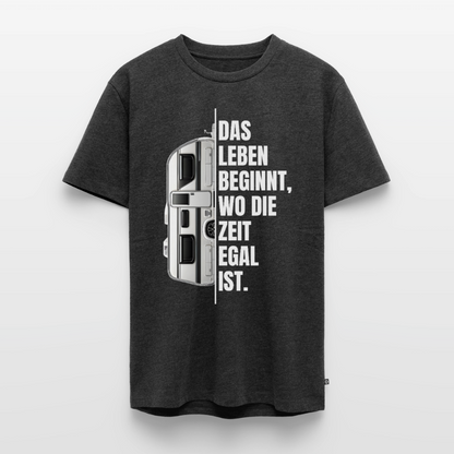 Camping ist Zeitlos - Herren Camping T-Shirt - Wohnwagen - Anthrazit meliert