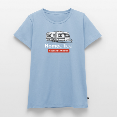 Wohnwagen Homeoffice - Damen Camping T-Shirt - Hellblau