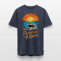 Freiheit hat 4 Räder - Herren Camping T-Shirt - Wohnmobil - Jeansblau 