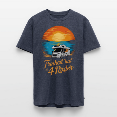 Freiheit hat 4 Räder - Herren Camping T-Shirt - Wohnmobil - Jeansblau 