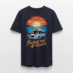 Freiheit hat 4 Räder - Herren Camping T-Shirt - Vanlife - Navy