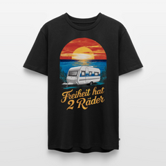 Freiheit hat 2 Räder - Herren Camping T-Shirt - Wohnwagen - Schwarz