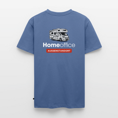 Wohnmobil Homeoffice - Herren Camping T-Shirt - Rückendruck - Taubenblau
