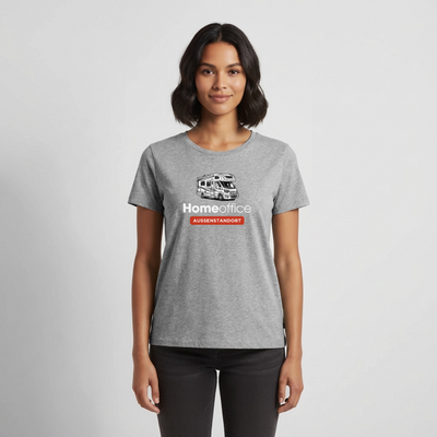Wohnmobil Homeoffice - Damen Camping T-Shirt - Grau meliert