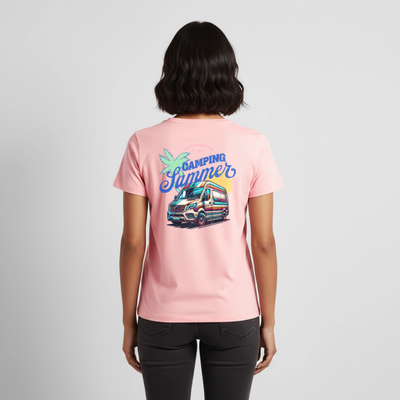 Camping Summer - Damen Camping T-Shirt - Rosa