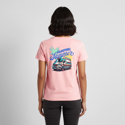 Camping Summer - Damen Camping T-Shirt - Rosa
