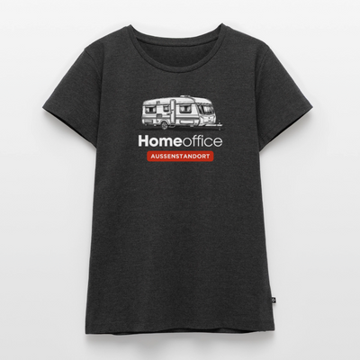 Wohnwagen Homeoffice - Damen Camping T-Shirt - Anthrazit meliert