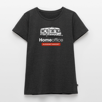 Wohnwagen Homeoffice - Damen Camping T-Shirt - Anthrazit meliert