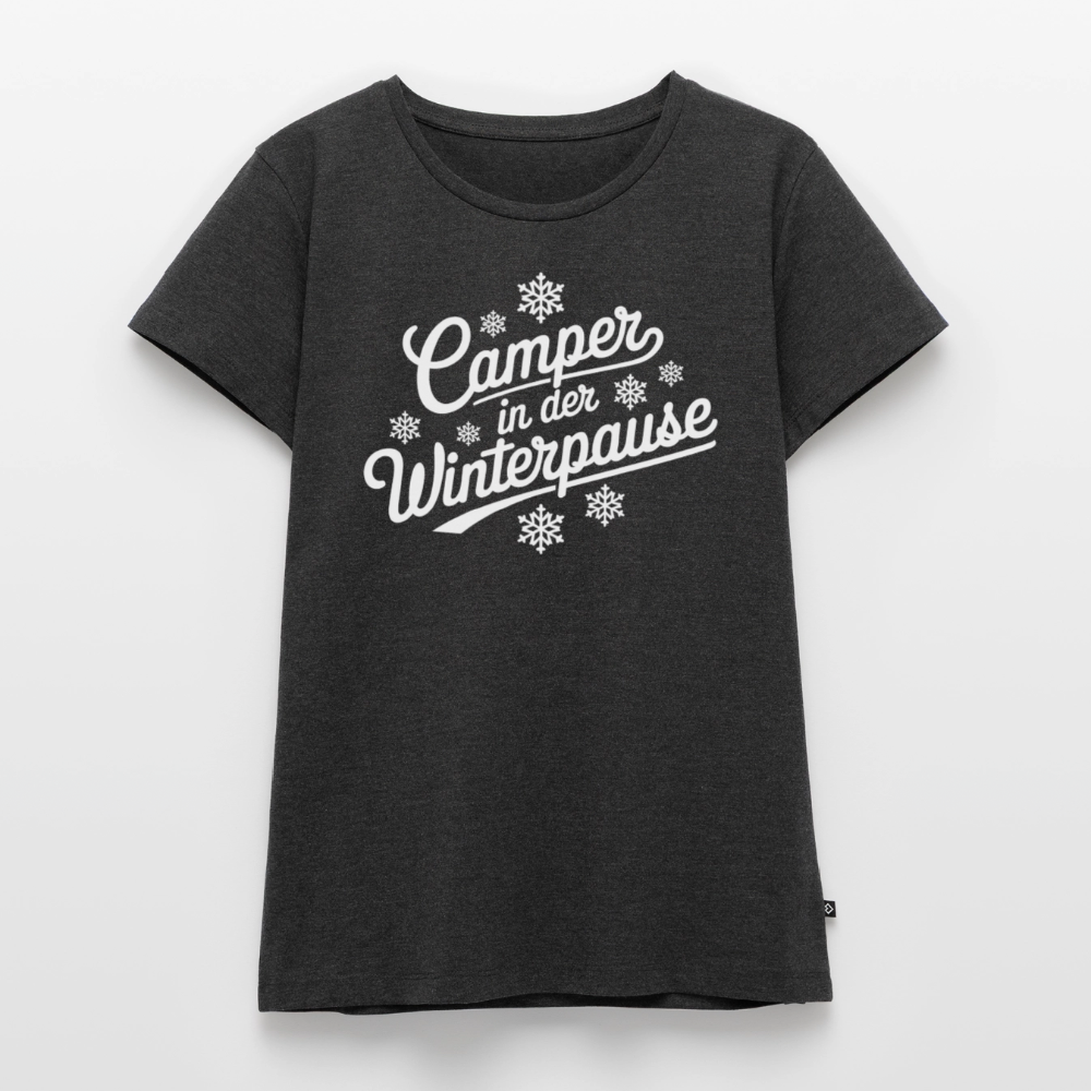 Camper im Winter - Damen Camping T-Shirt - Anthrazit meliert