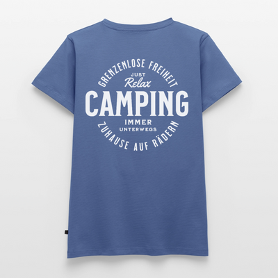 Grenzenlose Freiheit - Damen Camping T-Shirt - Taubenblau