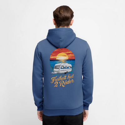 Freiheit hat 2 Räder - Herren Camping Hoodie - Wohnwagen - Taubenblau