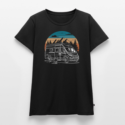 Vanlife mit Hund - Damen Camping T-Shirt - Schwarz