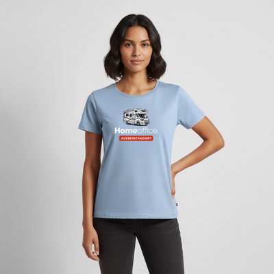 Wohnmobil Homeoffice - Damen Camping T-Shirt - Hellblau