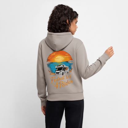 SS - Freiheit hat 4 Räder - Damen Camping Hoodie - Wohnmobil - Taupe