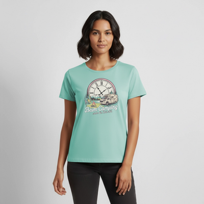 Zeit steht still - Damen Camping T-Shirt - Wohnmobil - Mint 