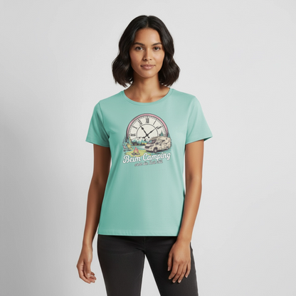 Zeit steht still - Damen Camping T-Shirt - Wohnmobil - Mint 