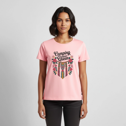 Camping Deko Queen - Damen Camping T-Shirt - Rosa