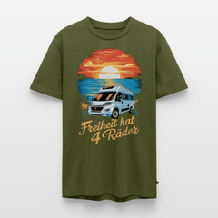 Freiheit hat 4 Räder - Herren Camping T-Shirt - Vanlife - Khaki