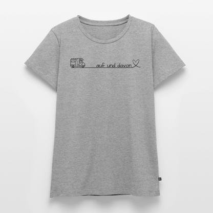 Auf und Davon - Damen Camping T-Shirt - Wohnmobil - Grau meliert