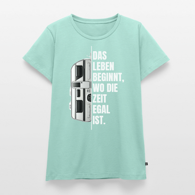 Camping ist Zeitlos - Damen Camping T-Shirt - Wohnwagen - Mint 