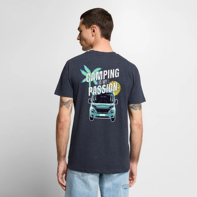 Camping Passion - Herren Camping T-Shirt - Jeansblau 