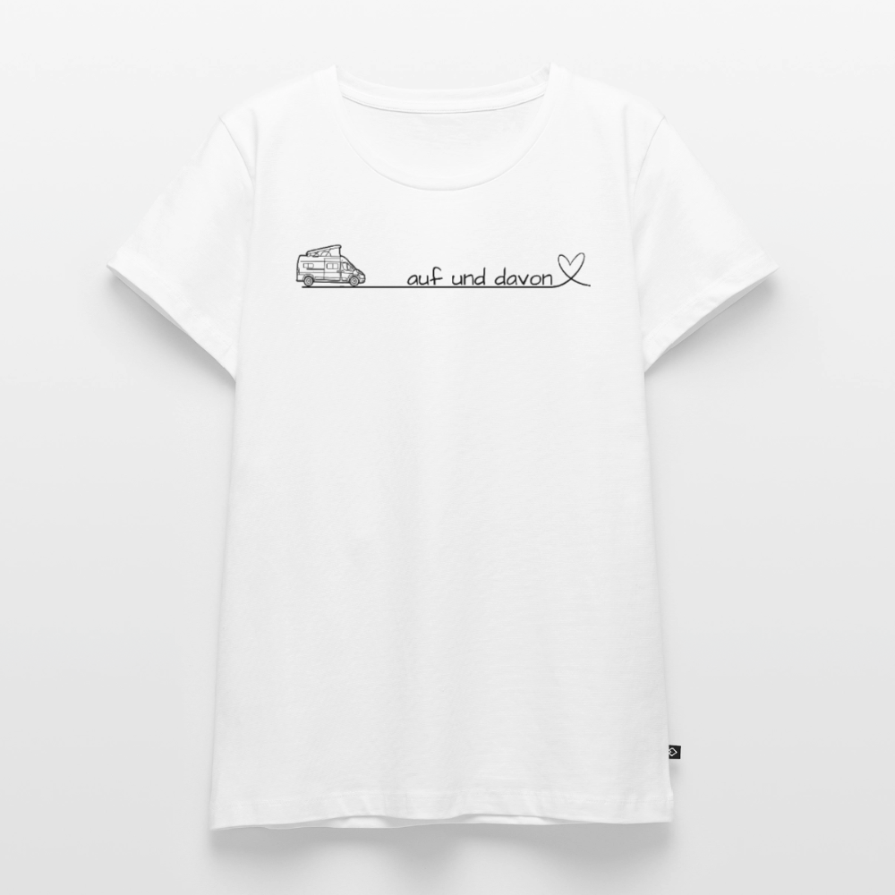 Auf und Davon - Damen Camping T-Shirt - Bulli / Van - Weiß