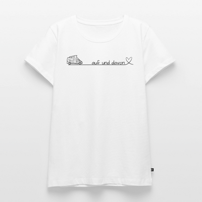 Auf und Davon - Damen Camping T-Shirt - Bulli / Van - Weiß