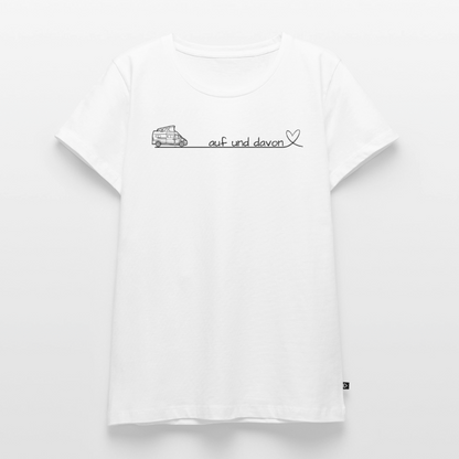 Auf und Davon - Damen Camping T-Shirt - Bulli / Van - Weiß