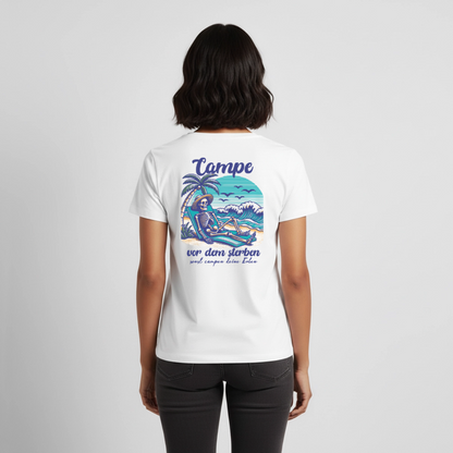 Campe Jetzt - Damen Camping T-Shirt - Weiß