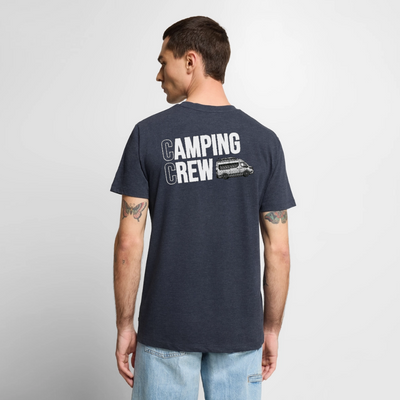 Vanlife Camping Crew - Herren Camping T-Shirt - Rückendruck - Jeansblau 