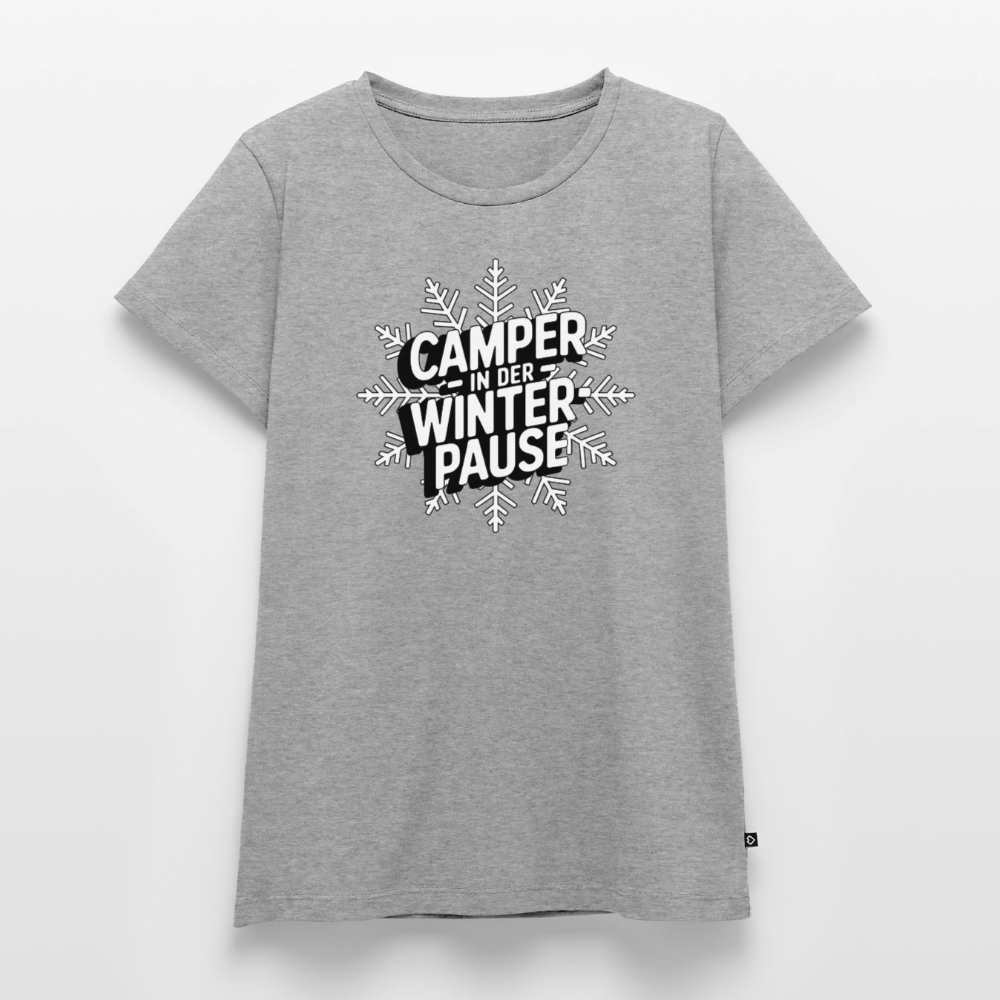 Camper in Winterpause - Damen Camping T-Shirt - Grau meliert